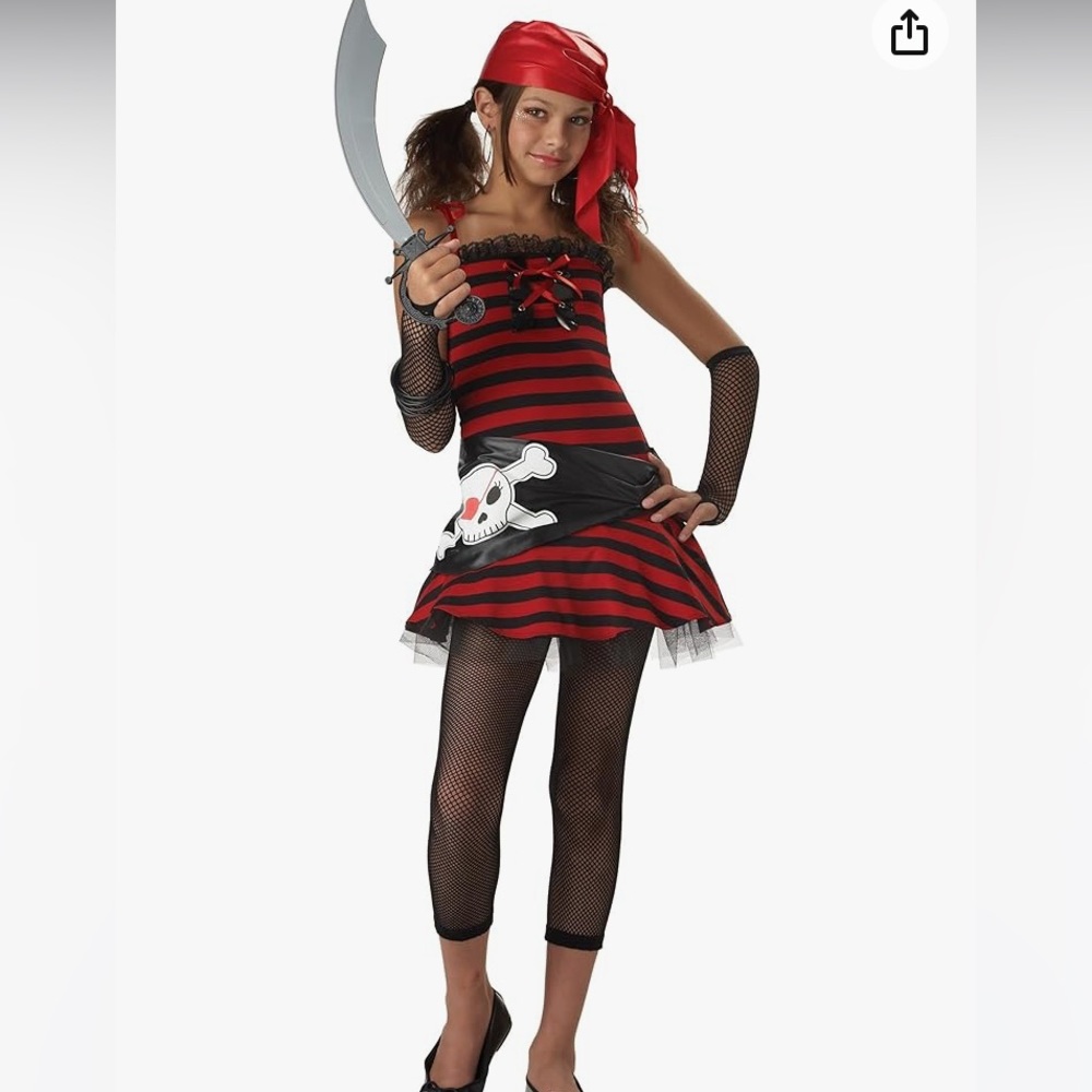 4 piece Teen Pirate Costume Pirate Cutie Girl's Halloween with Pirate Cutlass